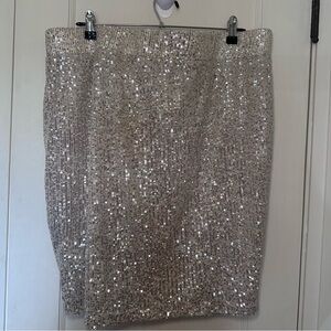 Torrid Silver Sequin Stretch Mini Skirt, 2XL, Fully Lined